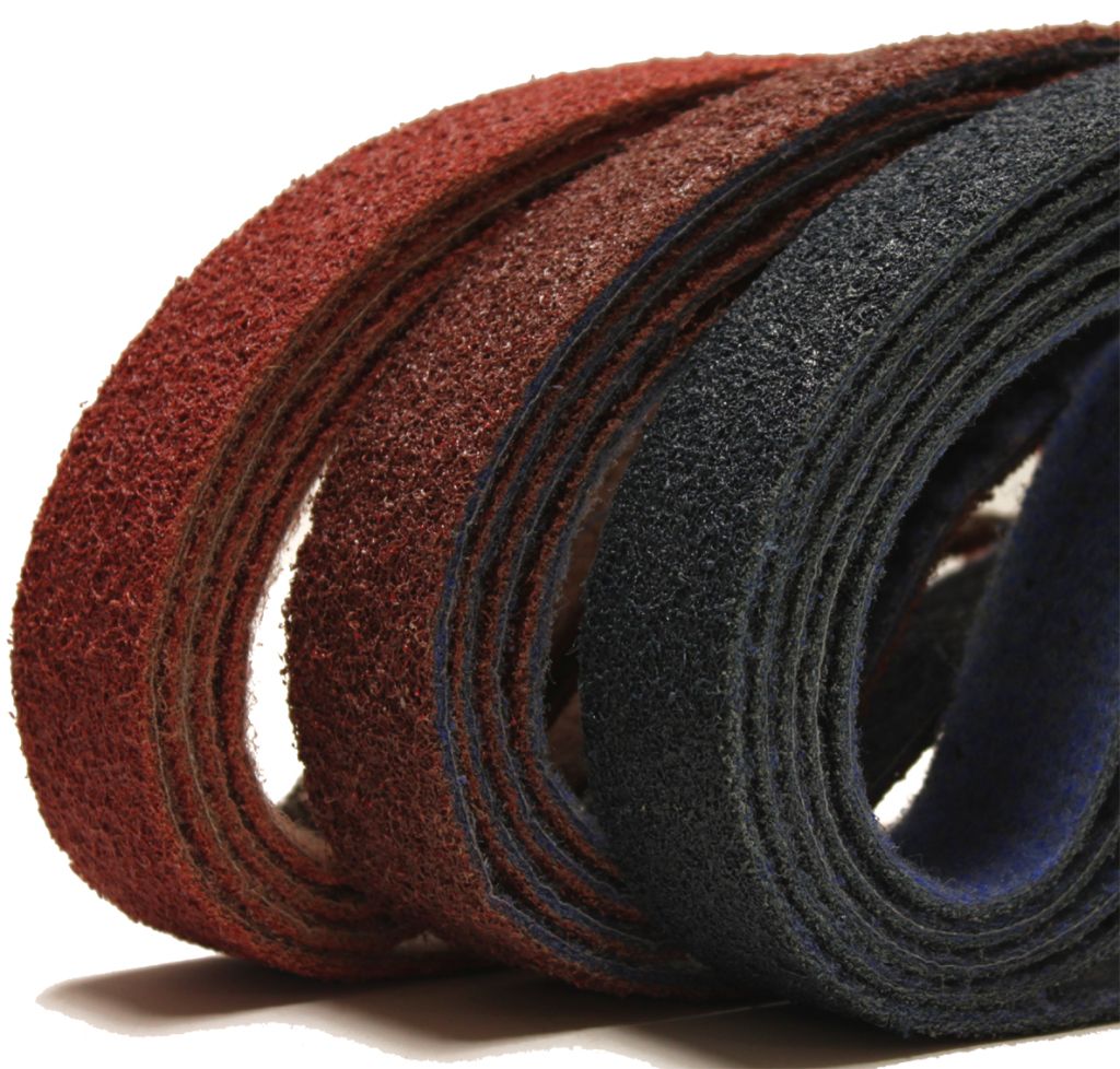 Slipebånd nylon Nylonbånd Bånd rød blå brun grov medium fin